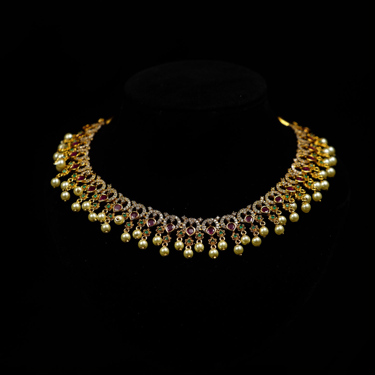 Antique shadow stone temple necklace