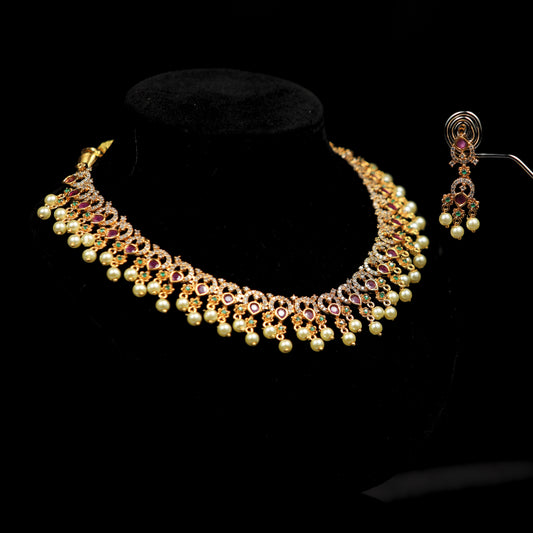 Antique shadow stone temple necklace