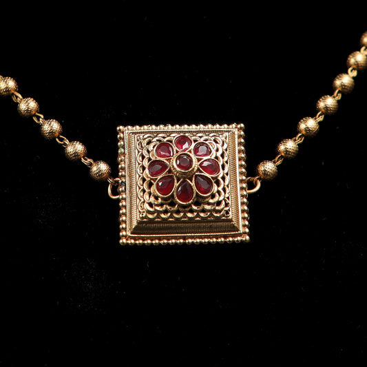 Antique gold plated stone temple necklace
